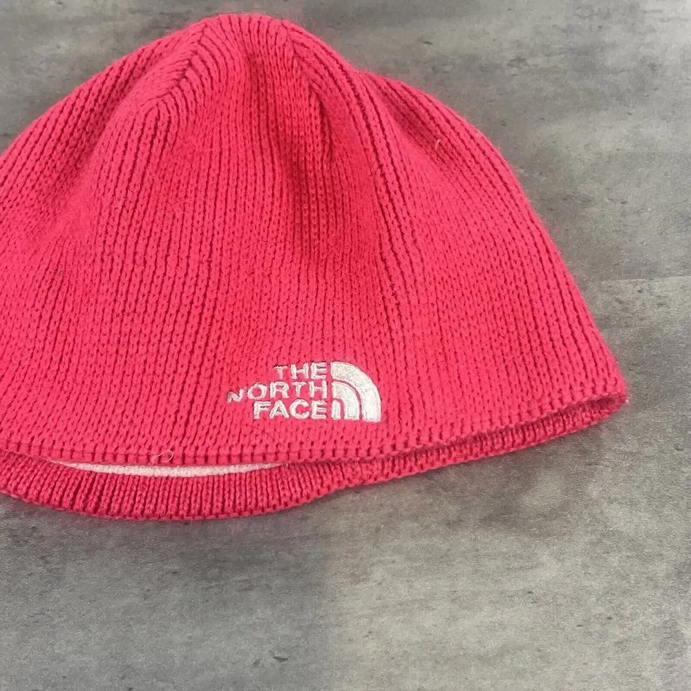 Vintage The North Face Beanie Hat Snow Ski Cap‎ Adult Fleece Pink Gorpcore